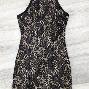 Charlotte Russe Body Con Black Lace Dress, Medium